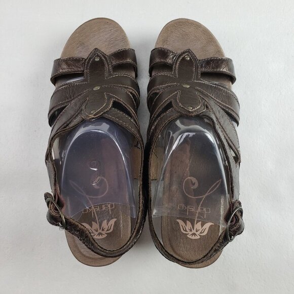 Dansko Nina Slingback Platform Sandal Womens 9.5-10 40 Brown Leather Heeled Shoe - Picture 8 of 11